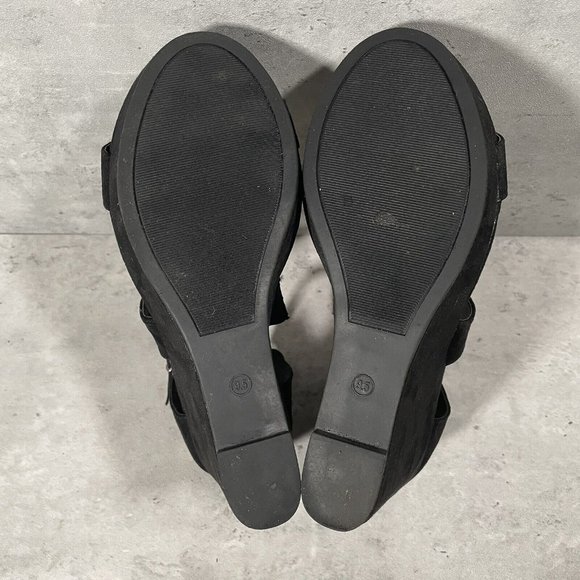 Torrid Womens Sz 9.5 Black Open Toe Criss Cross Strappy Wedge High Heels Pumps - Picture 6 of 8